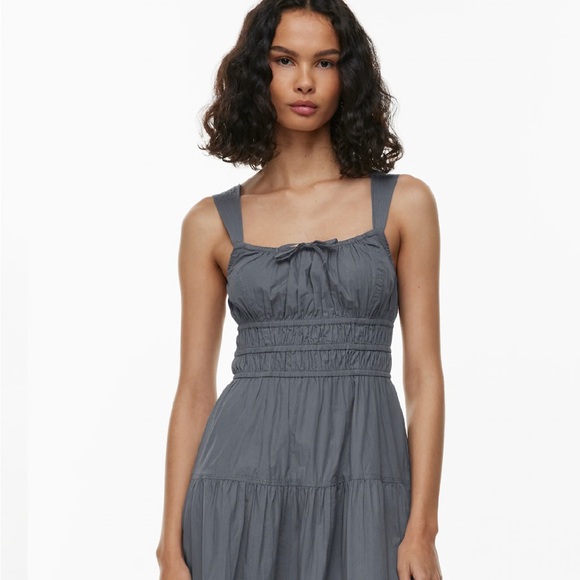 Aritzia Sunday Best Martine Poplin Midi Dress Blue Grey Midi Dress - Picture 15 of 16